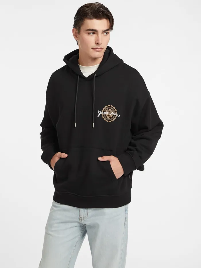 GUESS Hoodies and Sweaters Stamp Logo Hoodie Black 8211 Men