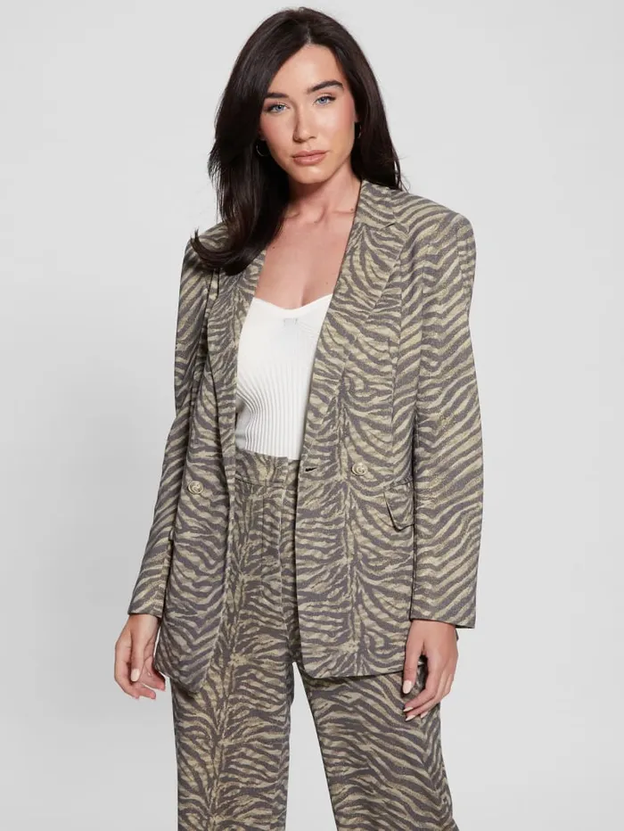 GUESS Jackets and Coats Adriana Printed Blazer Brown 8211 Women