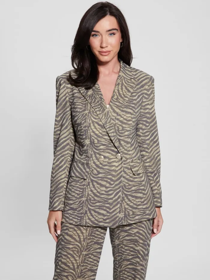 GUESS Jackets and Coats Adriana Printed Blazer Brown 8211 Women