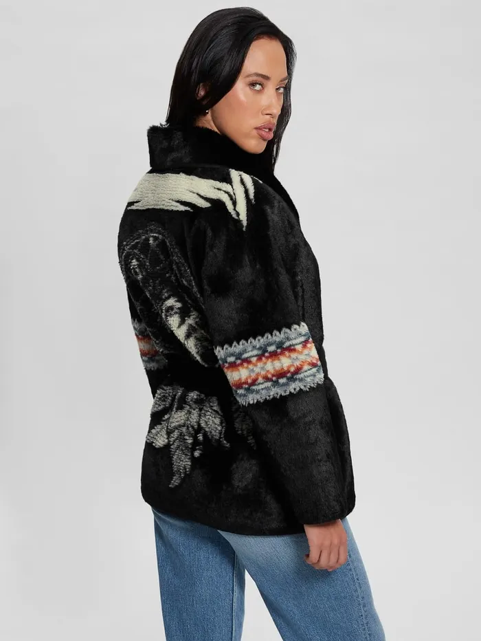 GUESS Jackets and Coats Carlotta FauxFur Wrap Jacket Black 8211 Women