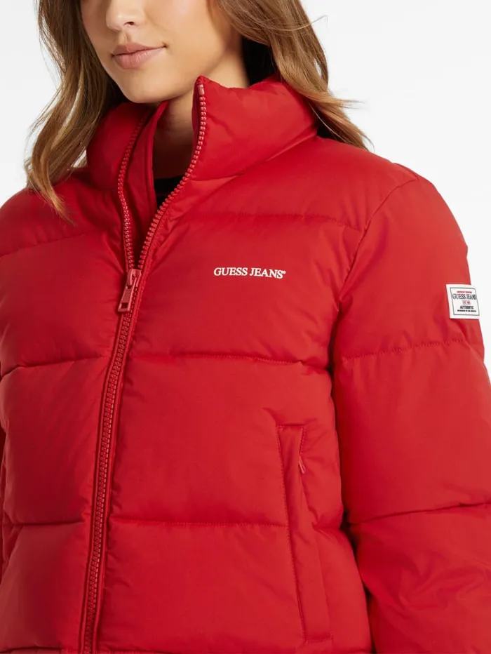 GUESS Jackets and Coats Crop Puffer Jacket Red 8211 Women