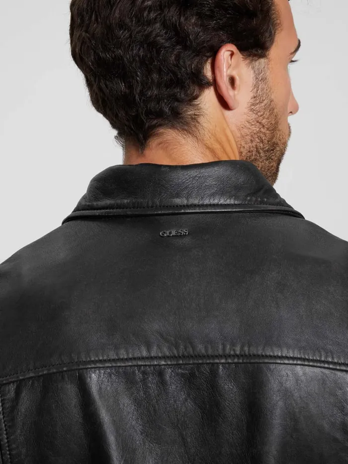 GUESS Jackets and Coats Distressed Leather Flight Jacket Black 8211 Men