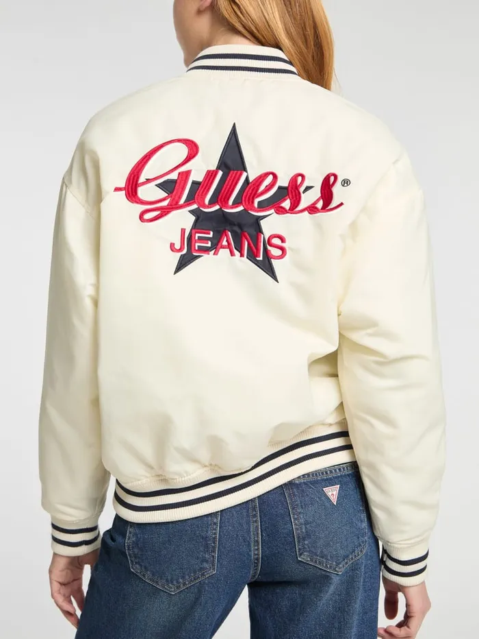 GUESS Jackets and Coats Eco Embroidered Varsity Jacket Red 8211 Women