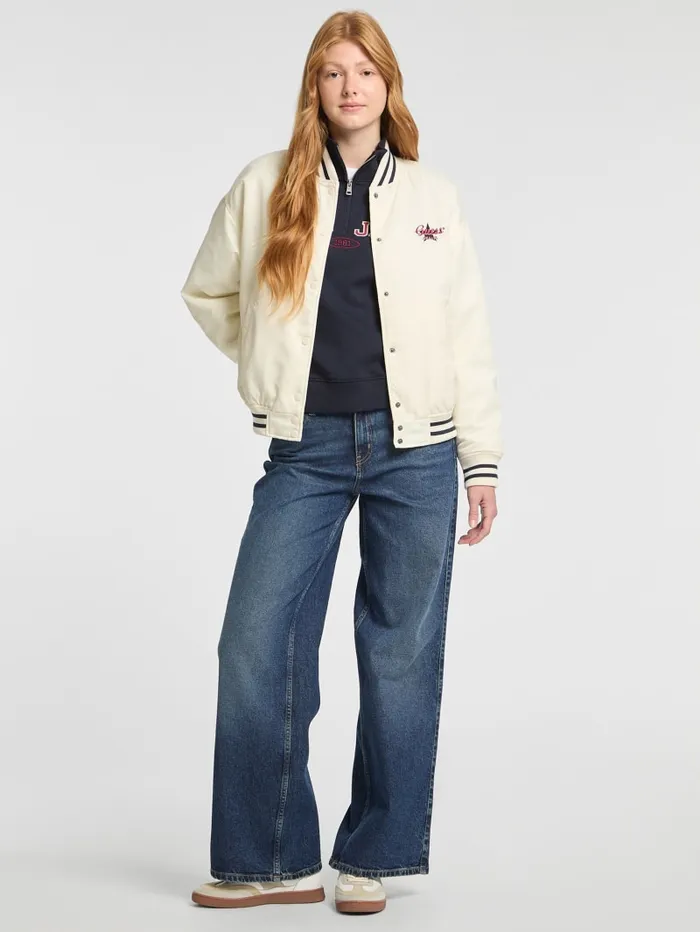GUESS Jackets and Coats Eco Embroidered Varsity Jacket Red 8211 Women
