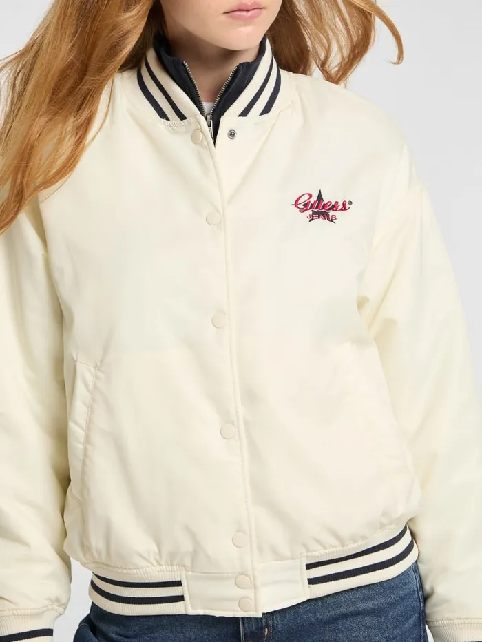 GUESS Jackets and Coats Eco Embroidered Varsity Jacket Red 8211 Women