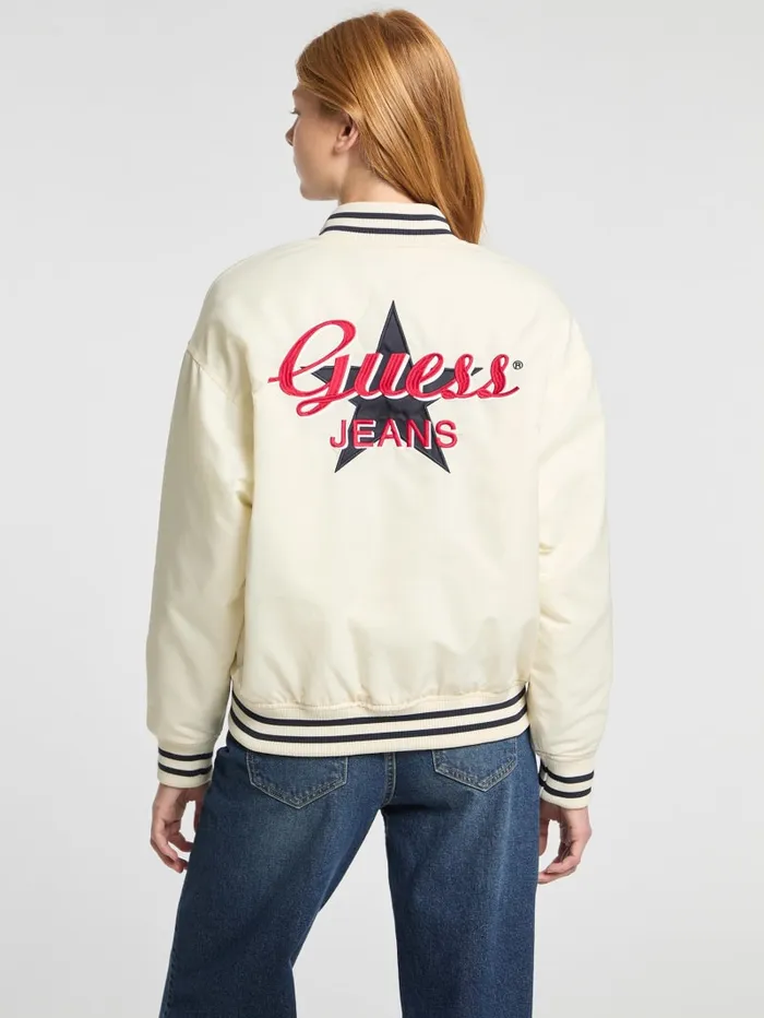 GUESS Jackets and Coats Eco Embroidered Varsity Jacket Red 8211 Women