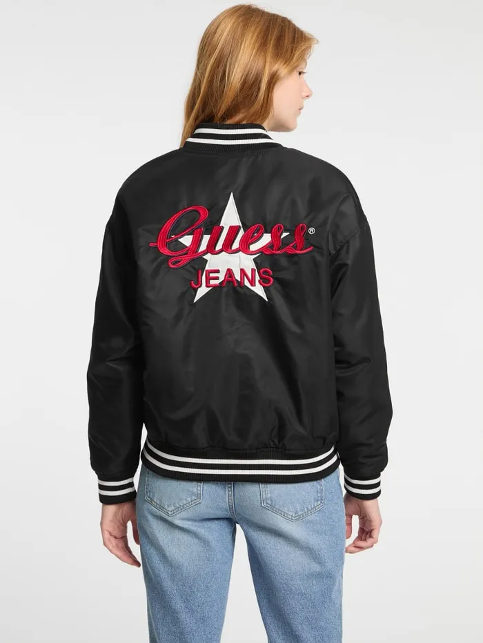 GUESS Jackets and Coats Eco Embroidered Varsity Jacket Red 8211 Women
