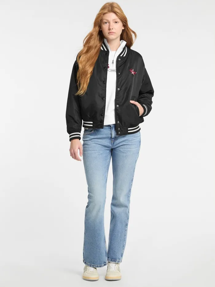 GUESS Jackets and Coats Eco Embroidered Varsity Jacket Red 8211 Women