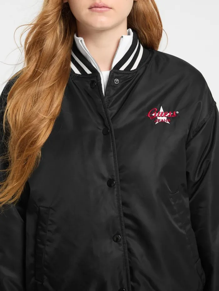 GUESS Jackets and Coats Eco Embroidered Varsity Jacket Red 8211 Women