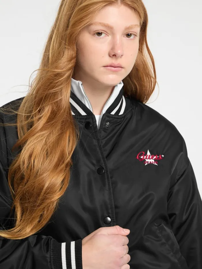 GUESS Jackets and Coats Eco Embroidered Varsity Jacket Red 8211 Women