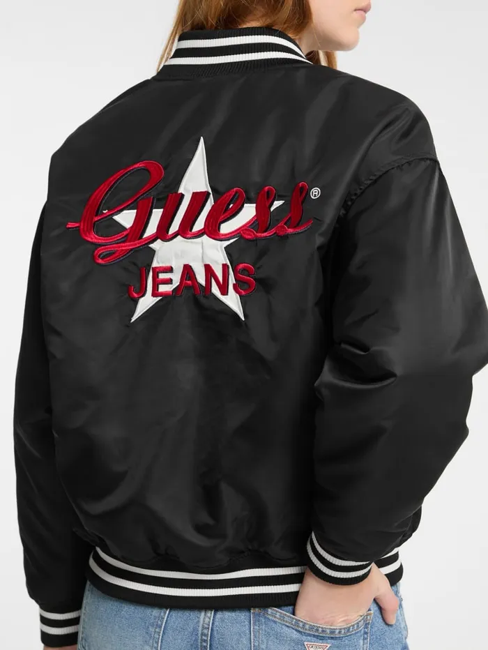 GUESS Jackets and Coats Eco Embroidered Varsity Jacket Red 8211 Women