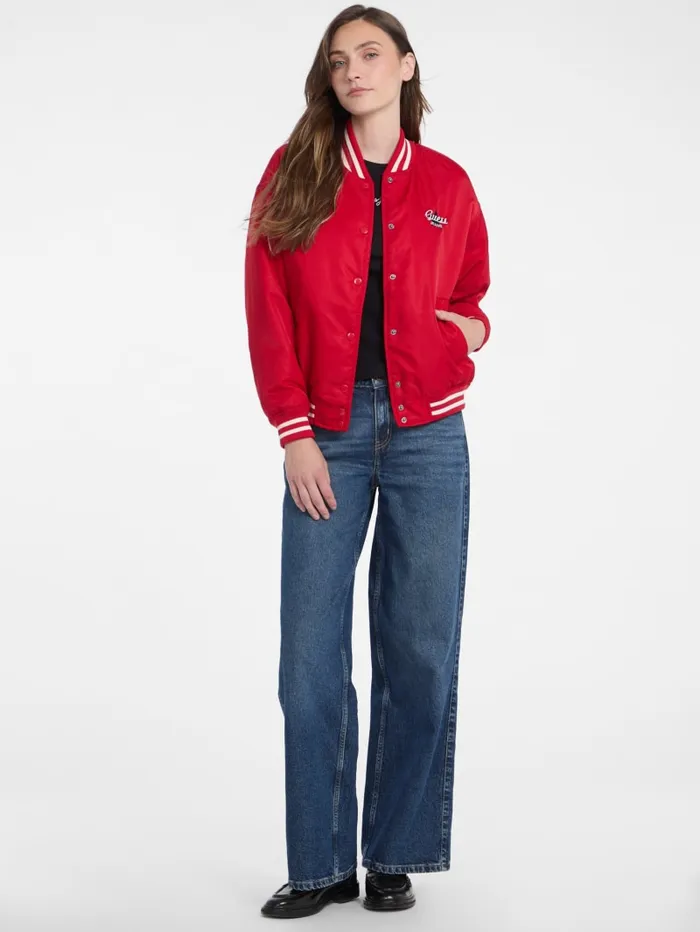 GUESS Jackets and Coats Eco Embroidered Varsity Jacket Red 8211 Women