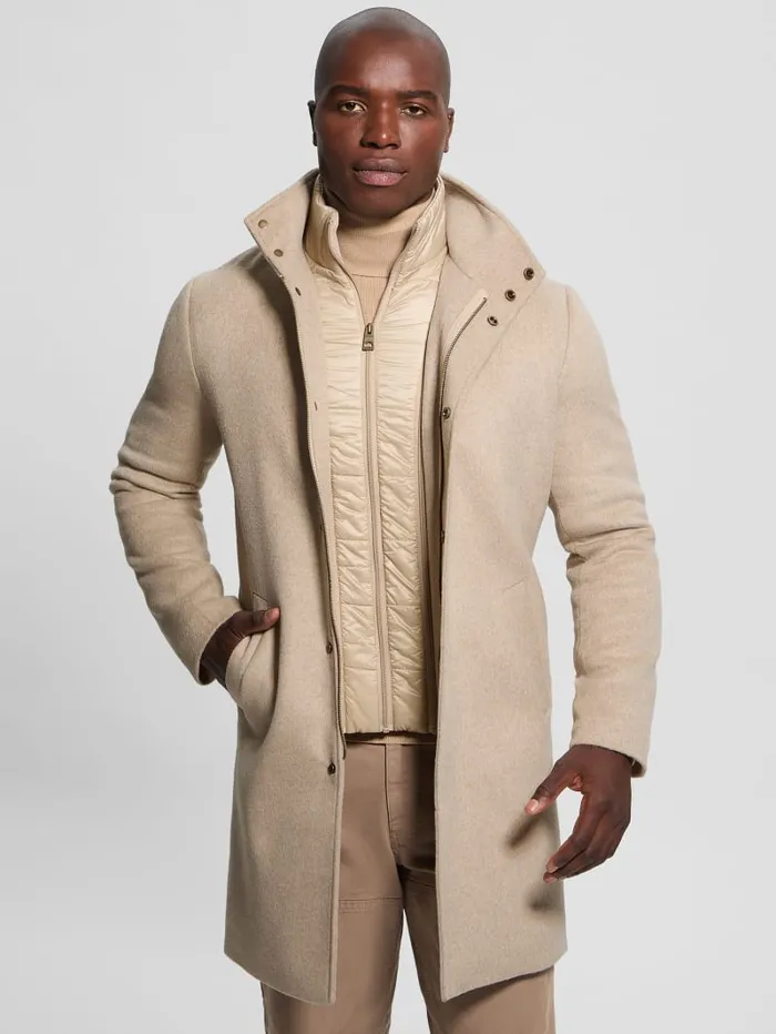 GUESS Jackets and Coats Eco WoolBlend Urban Coat Beige 8211 Men