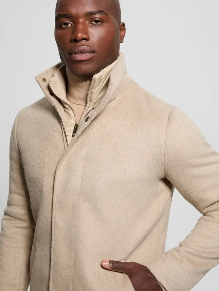 GUESS Jackets and Coats Eco WoolBlend Urban Coat Beige 8211 Men