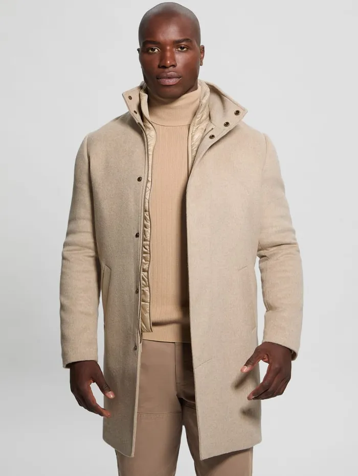 GUESS Jackets and Coats Eco WoolBlend Urban Coat Beige 8211 Men