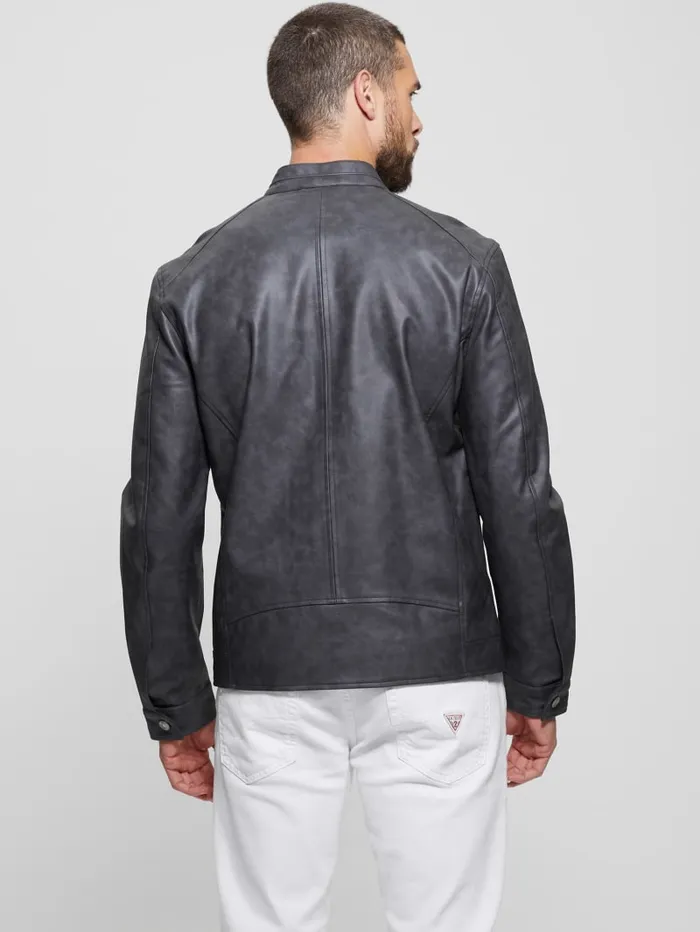 GUESS Jackets and Coats FauxLeather Moto Jacket Brown 8211 Men