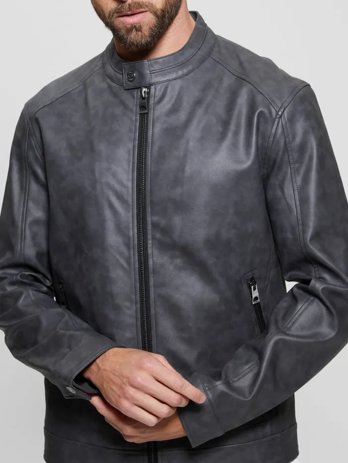 GUESS Jackets and Coats FauxLeather Moto Jacket Brown 8211 Men