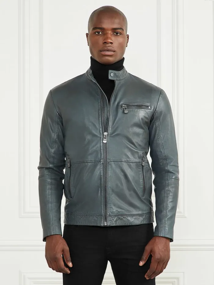 GUESS Jackets and Coats Genuine Leather Biker Jacket Black 8211 Men
