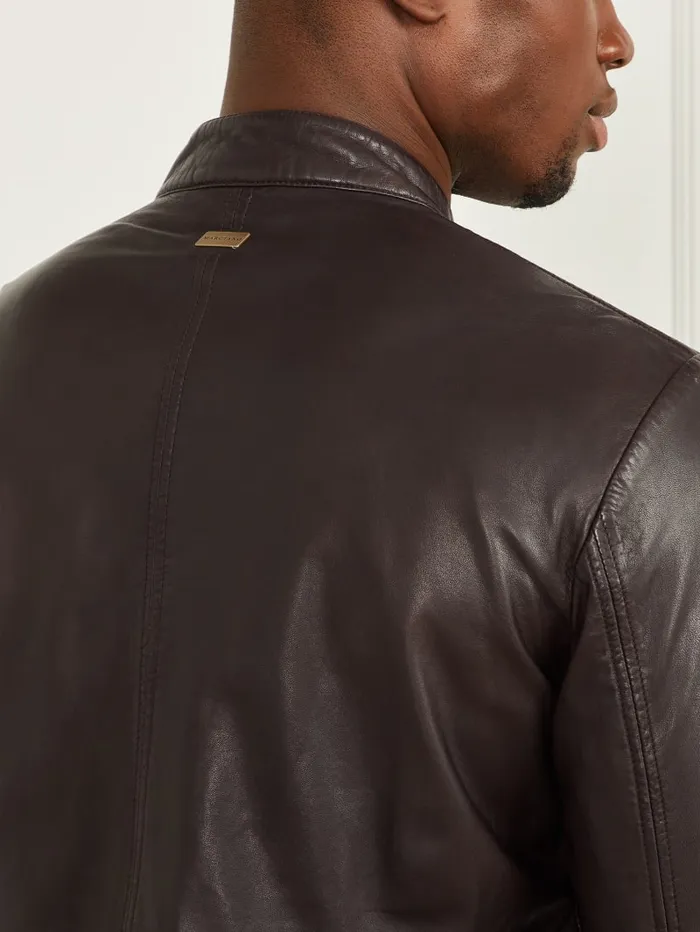 GUESS Jackets and Coats Genuine Leather Biker Jacket Black 8211 Men