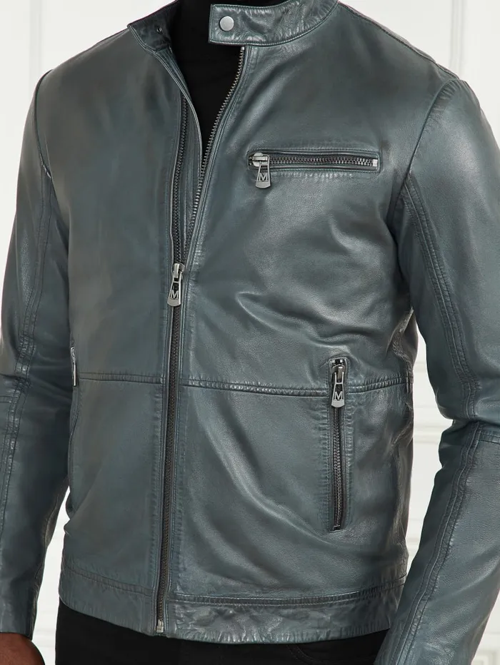 GUESS Jackets and Coats Genuine Leather Biker Jacket Black 8211 Men