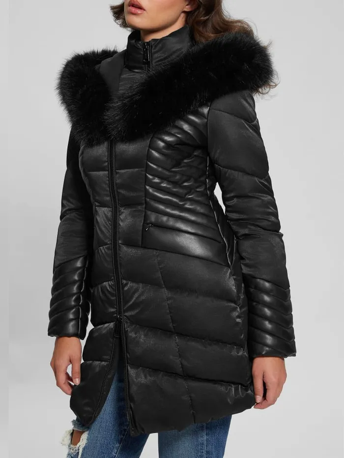 GUESS Jackets and Coats Oxana Hooded Puffer Coat Blue 8211 Women