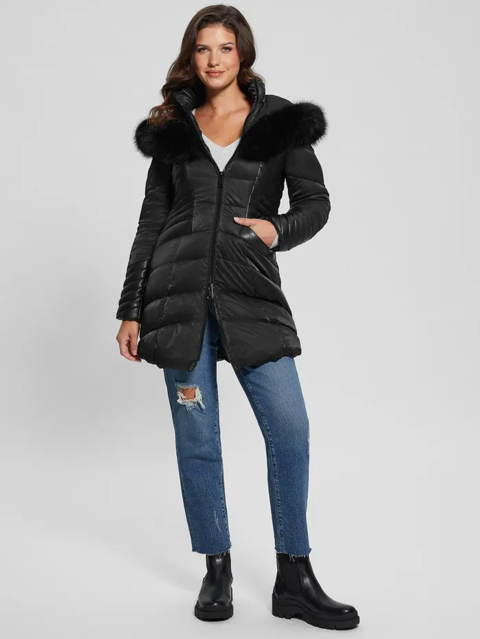 GUESS Jackets and Coats Oxana Hooded Puffer Coat Blue 8211 Women