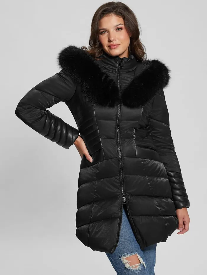 GUESS Jackets and Coats Oxana Hooded Puffer Coat Blue 8211 Women