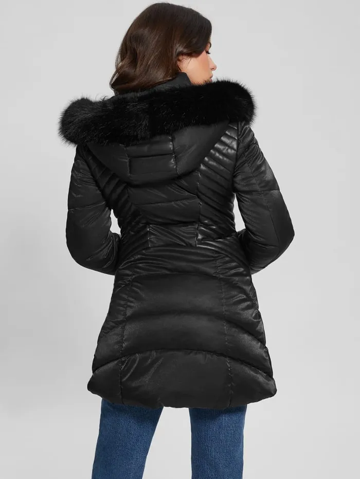 GUESS Jackets and Coats Oxana Hooded Puffer Coat Blue 8211 Women