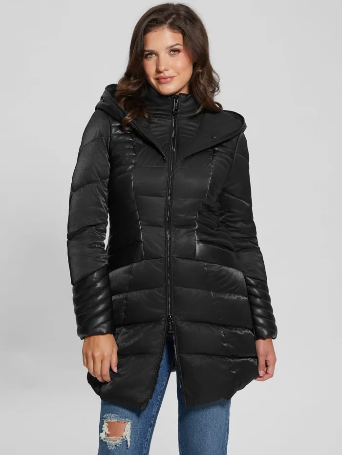 GUESS Jackets and Coats Oxana Hooded Puffer Coat Blue 8211 Women