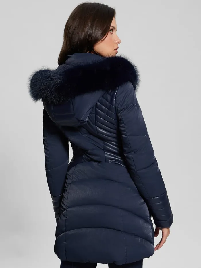 GUESS Jackets and Coats Oxana Hooded Puffer Coat Blue 8211 Women
