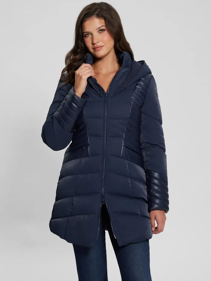GUESS Jackets and Coats Oxana Hooded Puffer Coat Blue 8211 Women