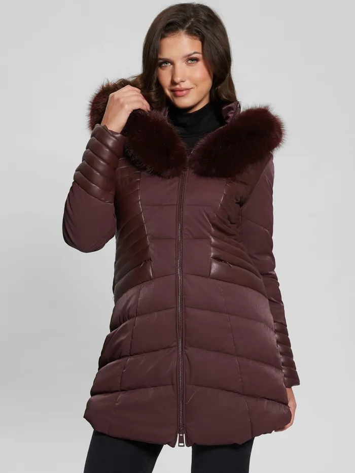 GUESS Jackets and Coats Oxana Hooded Puffer Coat Blue 8211 Women
