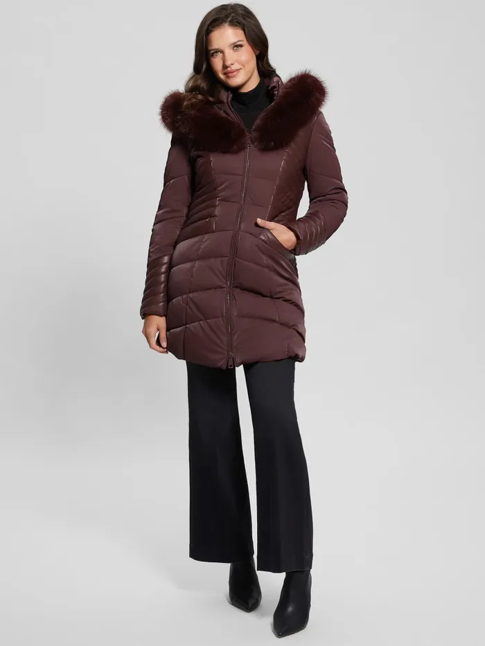 GUESS Jackets and Coats Oxana Hooded Puffer Coat Blue 8211 Women