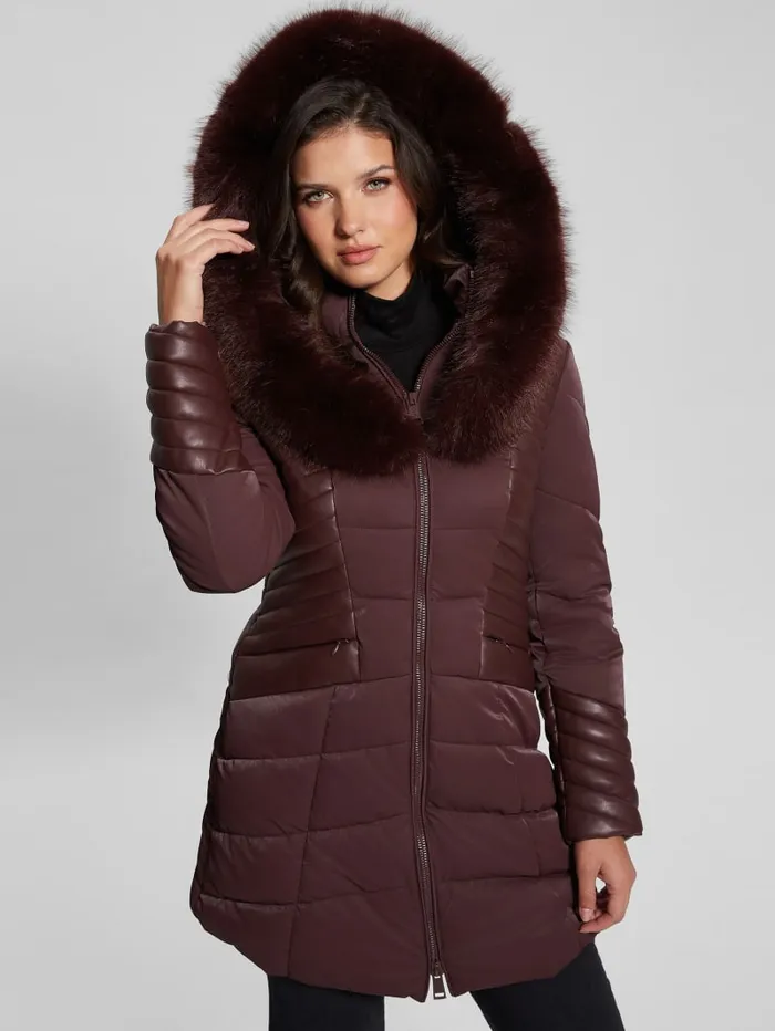 GUESS Jackets and Coats Oxana Hooded Puffer Coat Blue 8211 Women