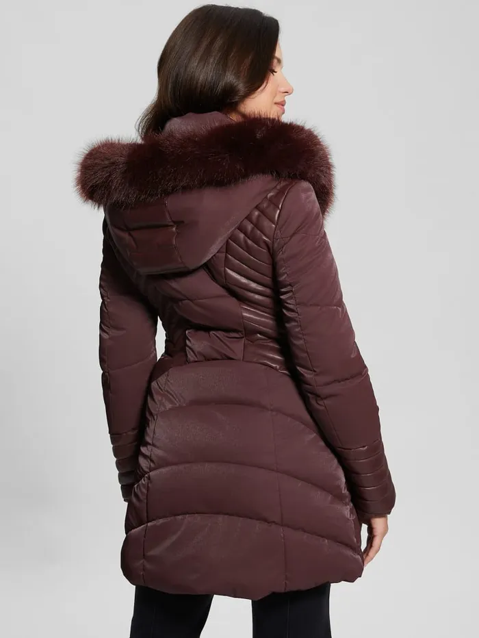 GUESS Jackets and Coats Oxana Hooded Puffer Coat Blue 8211 Women