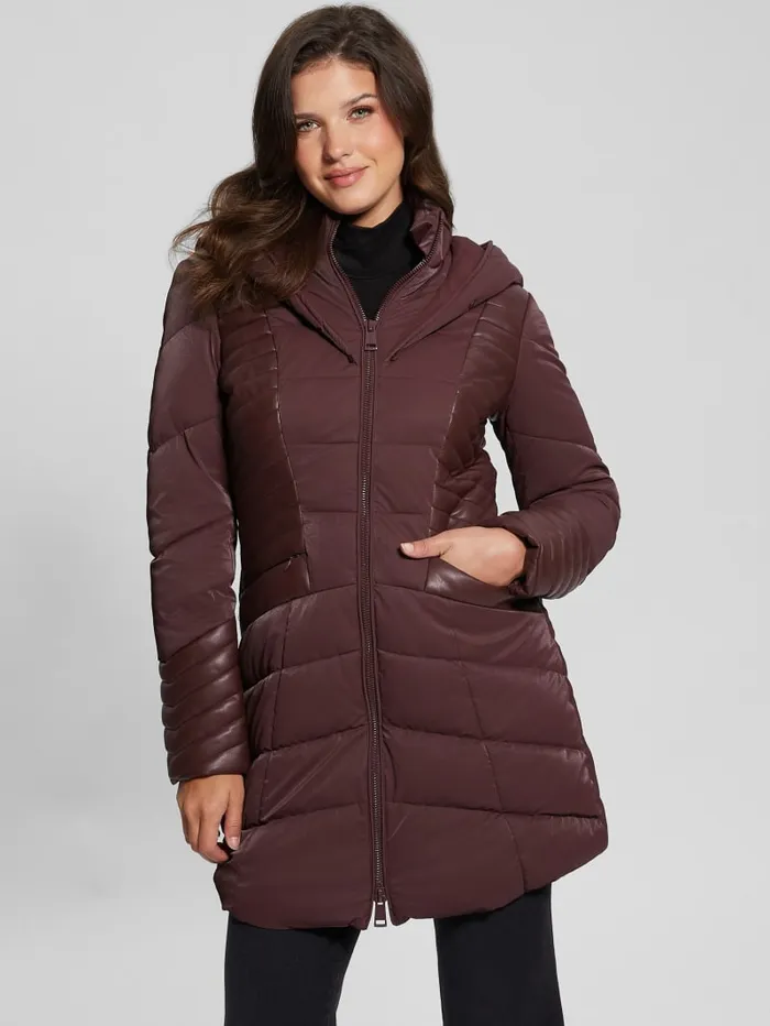 GUESS Jackets and Coats Oxana Hooded Puffer Coat Blue 8211 Women