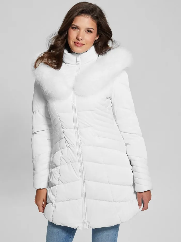 GUESS Jackets and Coats Oxana Hooded Puffer Coat Blue 8211 Women