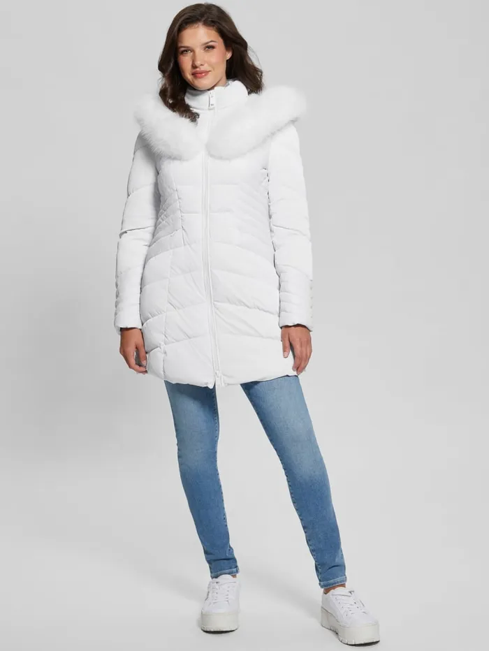 GUESS Jackets and Coats Oxana Hooded Puffer Coat Blue 8211 Women