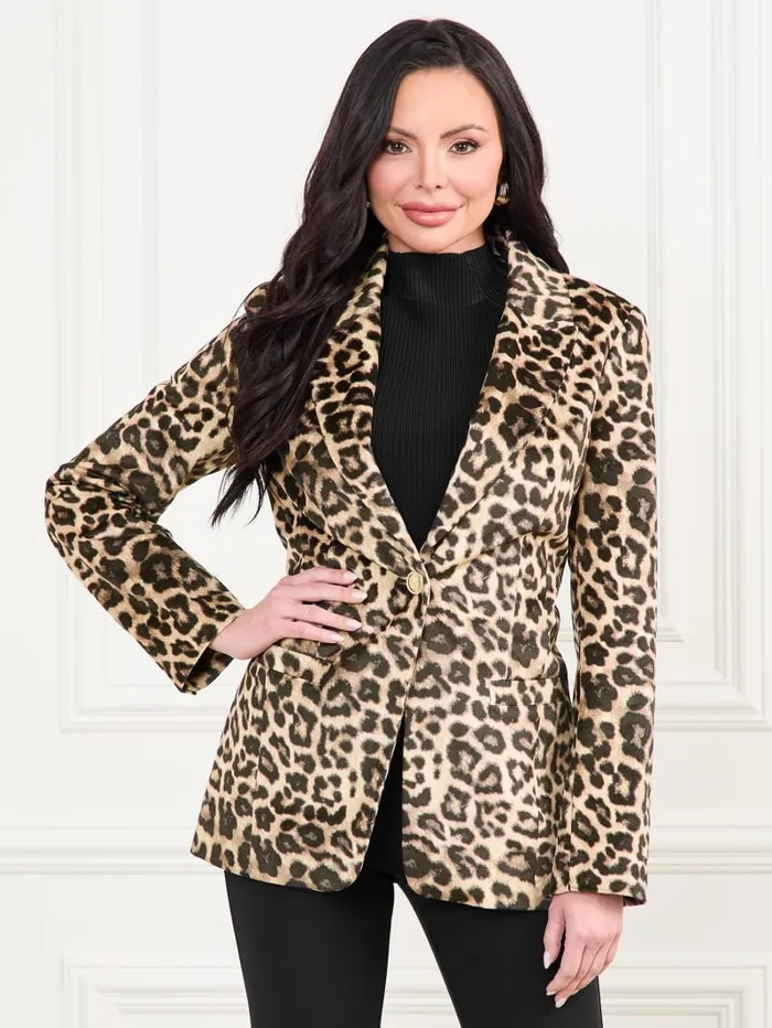 GUESS Jackets and Coats Pamela Printed Velvet Blazer Colors 8211 Women