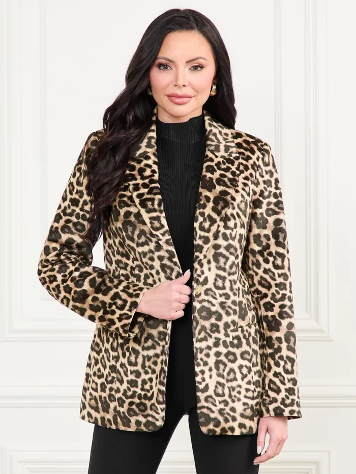 GUESS Jackets and Coats Pamela Printed Velvet Blazer Colors 8211 Women