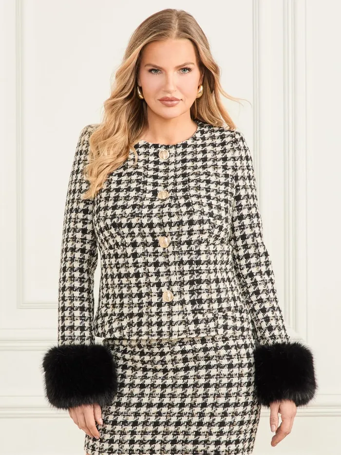 GUESS Jackets and Coats Secret Tweed Jacket Black 8211 Women