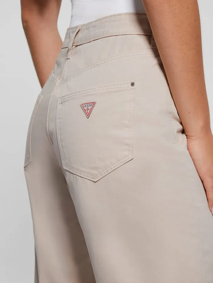GUESS Jeans and Denim Bellflower Twisted Leg Twill Pants Beige 8211 Women