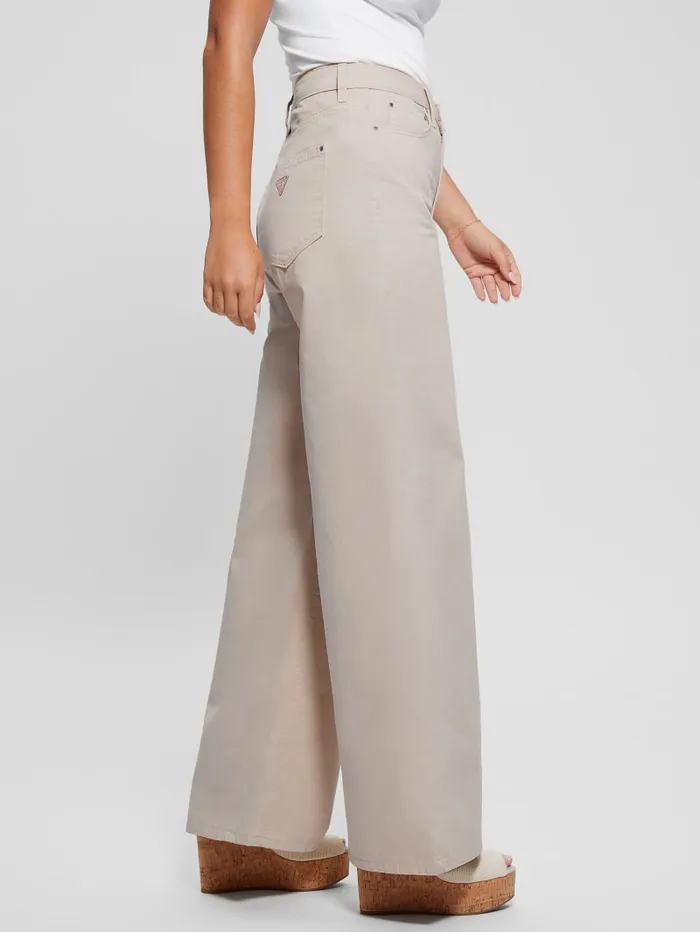 GUESS Jeans and Denim Bellflower Twisted Leg Twill Pants Beige 8211 Women