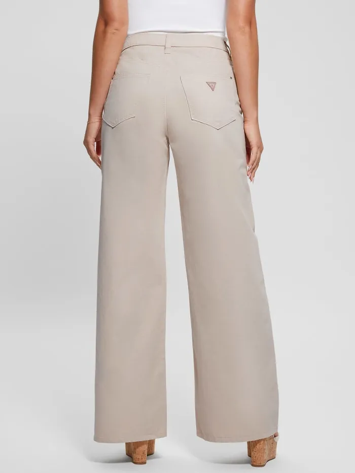 GUESS Jeans and Denim Bellflower Twisted Leg Twill Pants Beige 8211 Women