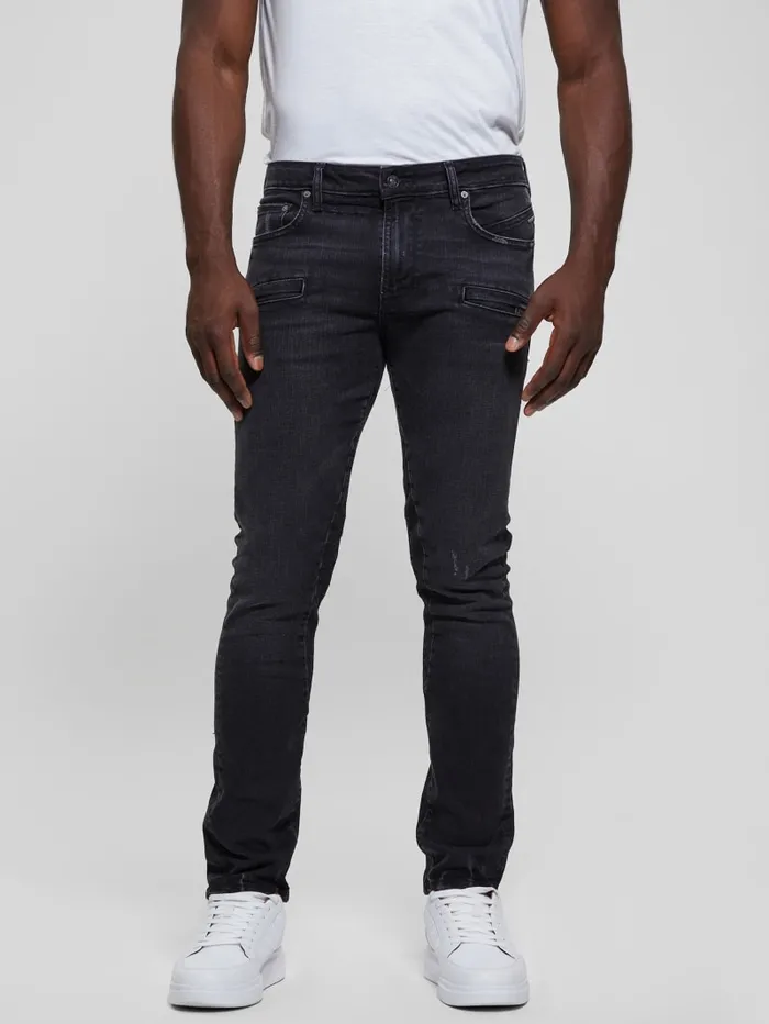 GUESS Jeans and Denim Eco Finnley Zippered Tapered Jeans Black 8211 Men