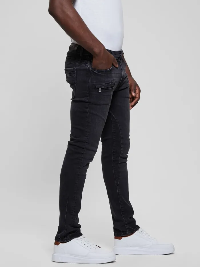 GUESS Jeans and Denim Eco Finnley Zippered Tapered Jeans Black 8211 Men