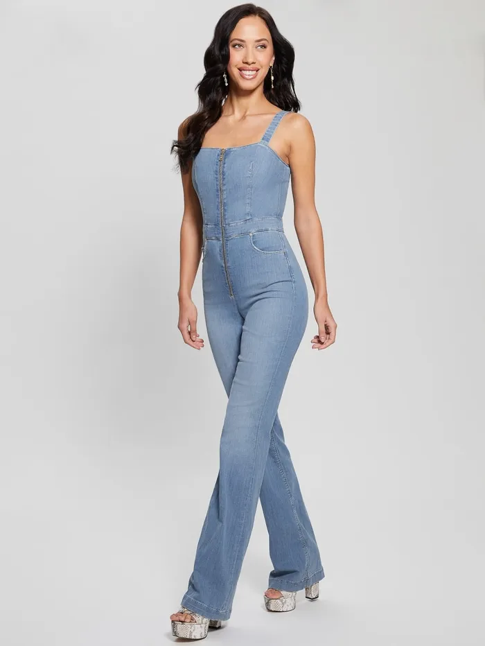 GUESS Jeans and Denim Eco Mariposa Denim Jumpsuit Blue 8211 Women