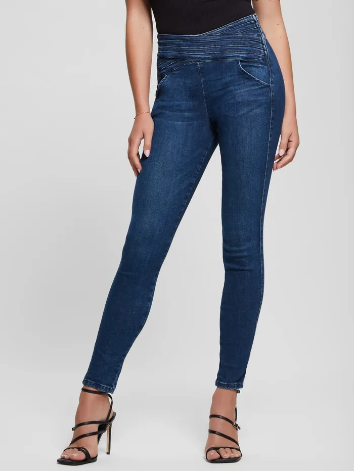 GUESS Jeans and Denim Eco Sculy Pleated Waist Skinny Jeans Blue 8211 Women