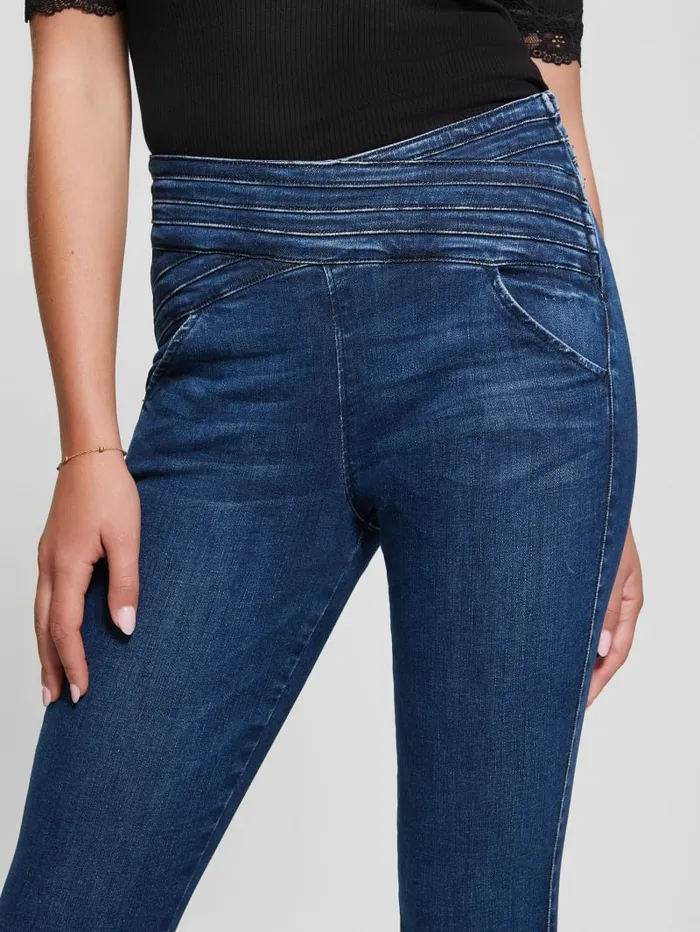 GUESS Jeans and Denim Eco Sculy Pleated Waist Skinny Jeans Blue 8211 Women