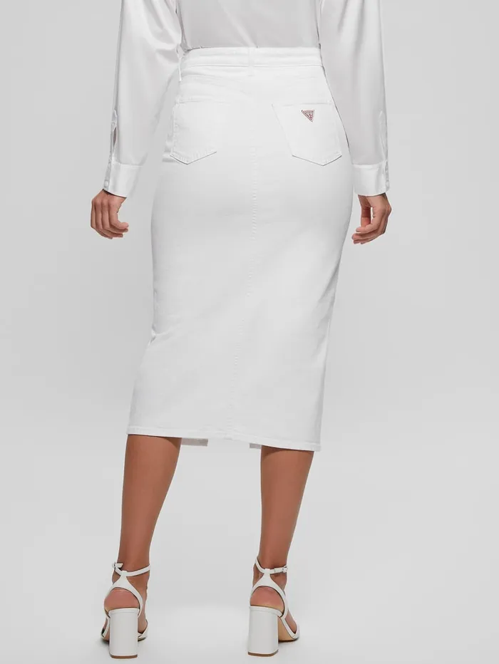 GUESS Jeans and Denim Mila Denim Midi Skirt White 8211 Women